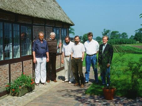 Besuch vom IgB-Vorstand im Jahr 1989, Von links nach rechts: Ralf-Folke Schwinge, Julius H.W. Kraft, Werner Kreitel-Haberhaufe, Wolfhardt Prieß (Eigentümer), Kurt Brünjes, Holger Reimers (IgB Elbmarschen).