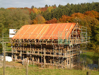 Gransdorf, Bienenhaus, während des Wiederaufbaus, 2012 © Interessengemeinschaft Bauernhaus, Arthur Weyns
