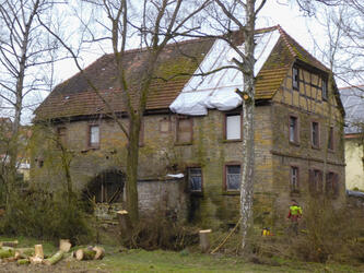 Königheim, Kunstmühle / Wassermühle, Seitenansicht vorher © Interessessengemeinschaft Bauernhaus, Martin Krentz