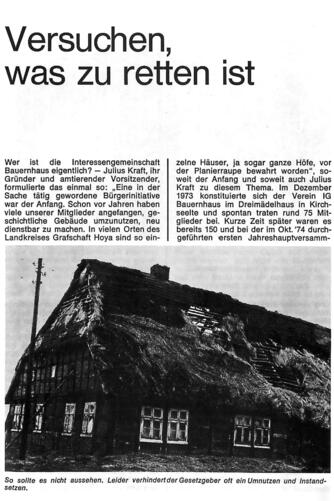 Von Beginn an versucht die IgB zu retten, was zu retten ist: das zweite große Thema der ersten Holznagel-Ausgabe © IgB Archiv