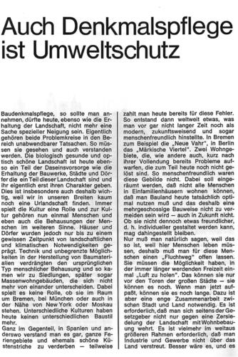 Der Zusammenhang von Umweltschutz und Denkmalschutz wurde schon 1975 diskutiert: das dritte große Thema der ersten Ausgabe